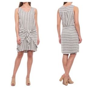 Drew Anthropologie Womens Gray Stiped‎ Linen Blend Sarong Tie Dress Small